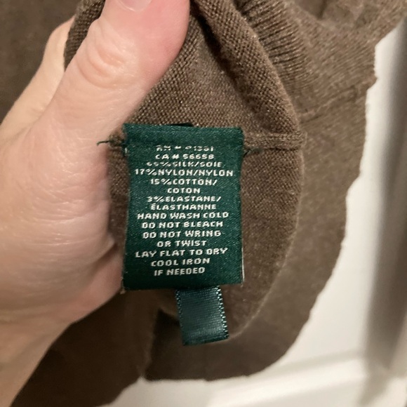 Lauren Ralph Lauren Brown Silk Blend Turtleneck Long Sleeve Sweater #QB - Picture 3 of 6